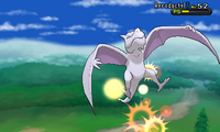 Aerodactyl recibiendo fuerza en la sexta generación.