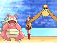 EP459 Solidad junto a su Slowbro y su Pidgeot