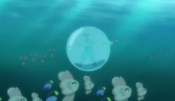 EP983 Kanoa y Brionne buceando entre Pokémon peces