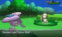 Genesect usando tecno shock (con hidroROM insertada) en la sexta generación.