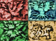 Arcanine junto a las aves legendarias en el episodio ""