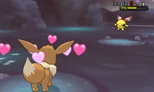 Eevee usando antojo en la sexta generación.