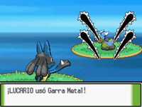 Lucario usando garra metal en la cuarta generación.