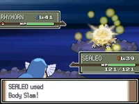 Sealeo usando golpe cuerpo en la cuarta generación.