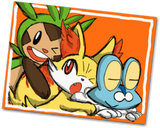 Dibujo de Chespin, Fennekin y Froakie.