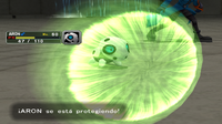 Aron usando protección en Pokémon Colosseum.