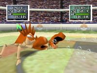 Kingler usando burbuja en Pokémon Stadium 2.