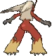 Imagen posterior de Blaziken macho en la sexta y séptima generación