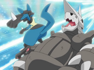 EP579 Lucario contra Aggron