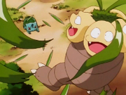 EP043 Bulbasaur usando hoja afilada contra Exeggutor de 5 cabezas