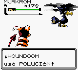 Houndoom usando polución en la segunda generación.