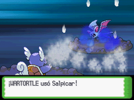 Wailord usando salpicar en Pokémon Diamante, Perla y Platino.