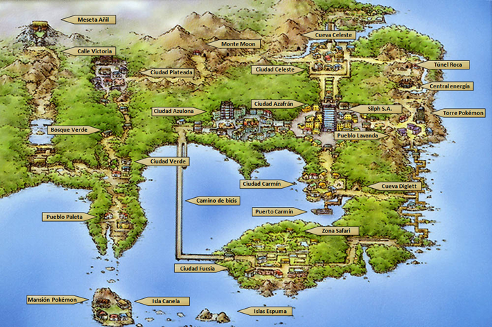 Mapa de Kanto señalizado RFVH