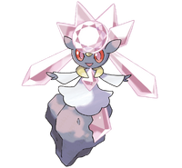 Pokémon legendario Diancie, de tipo roca/hada.
