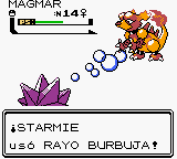 Starmie usando rayo burbuja en la segunda generación.