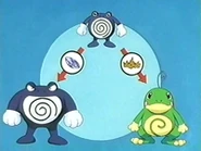 Un Poliwhirl puede evolucionar en dos especies de Pokémon diferentes dependiendo de a lo que se exponga.