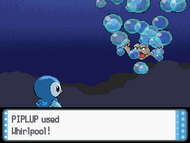 Piplup usando torbellino en Pokémon Diamante, Perla y Platino.