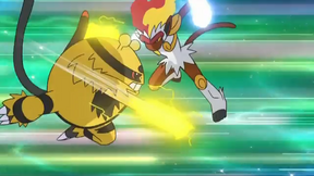 EP657 Infernape usando megapuño contra Electrive usando puño trueno