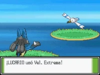 Lucario usando velocidad extrema en Pokémon Platino.