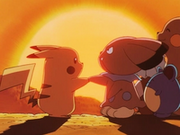 Pikachu haciendo las paces con el otro bando.