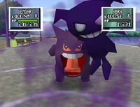 Gengar usando pesadilla en Pokémon Stadium 2.