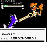 Lugia usando aerochorro en la segunda generación.