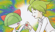 Blasco junto a Ralts en el TCG.