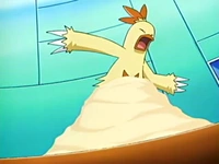 ...en la arena, donde queda atrapado.