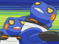 Croagunk de Brock y de Hamilton combatiendo.