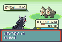 Mightyena usando rastreo en la tercera generación.