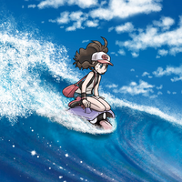 Artwork de Liza ordenando a su Shellder usar surf.