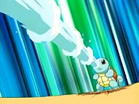 Squirtle de Ash usando pistola agua.