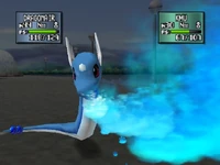 Dragonair usando furia dragón en Pokémon Stadium 2.
