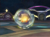 Bronzong recibiendo rayo confuso en Pokémon Battle Revolution.