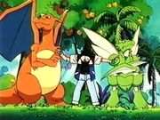 EP100 Charizard y Scyther con Ash