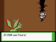 Flygon usando fisura en Pokémon Platino.