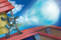 Riolu usando esfera aural en Pokémon Ranger: Sombras de Almia.