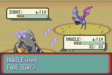 Mawile usando llanto falso en la tercera generación.