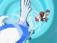 Lugia usando aerochorro en Pokémon Negro y Blanco.