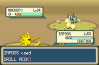 Zapdos usando pico taladro en la tercera generación.