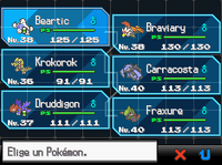 Un equipo en Pokémon Negro y Blanco.