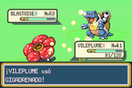 Vileplume usando gigadrenado en la tercera generación.