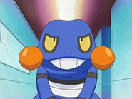 Croagunk inflando sus mejillas.