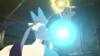 Pikachu vs. Mega-Lucario.