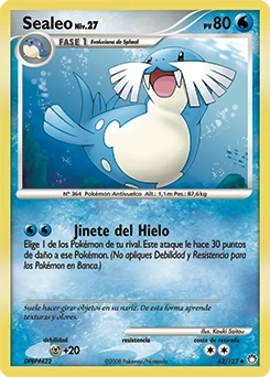 sealeo pokemon card Sealeo LV.27 62/123 Mysterious Treasures Uncommon Pokemon Card NM main image 1