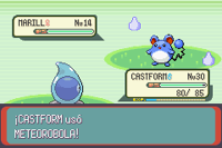Meteorobola agua E.png (3 kB) Castform usando meteorobola de tipo agua en Pokémon Esmeralda.