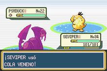 Seviper usando cola veneno en la tercera generación.