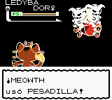 Meowth usando pesadilla en la segunda generación.