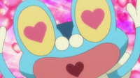 Froakie enamorado por el ataque atracción del Sylveon de Penélope.