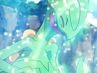 ...por último, las ondas azules curan las heridas del Sceptile de Ash.